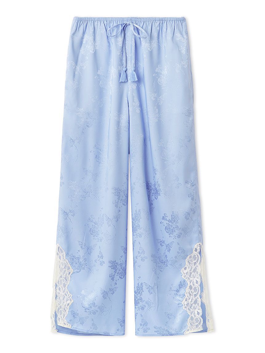 SNIDEL HOME「サテンジャガードロングパンツ」|ルームウェア|SAX