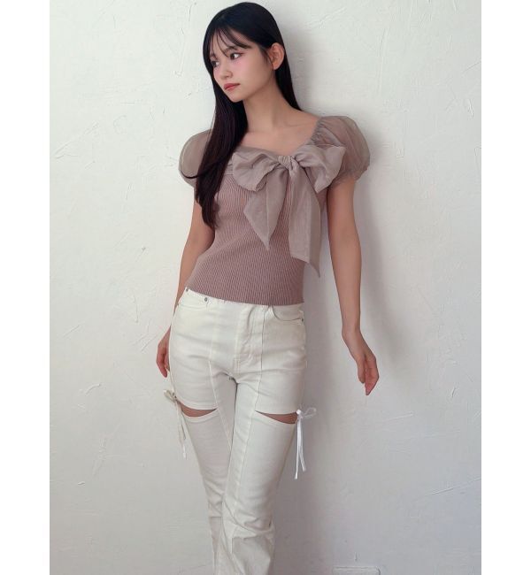 RESEXXY「シアーリボンドッキングニットトップス」|ニット・セーター|