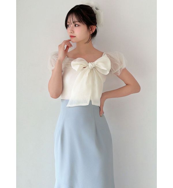 RESEXXY「シアーリボンドッキングニットトップス」|ニット・セーター|