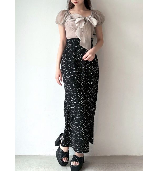 RESEXXY「シアーリボンドッキングニットトップス」|ニット・セーター|