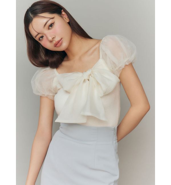 RESEXXY「シアーリボンドッキングニットトップス」|ニット・セーター|