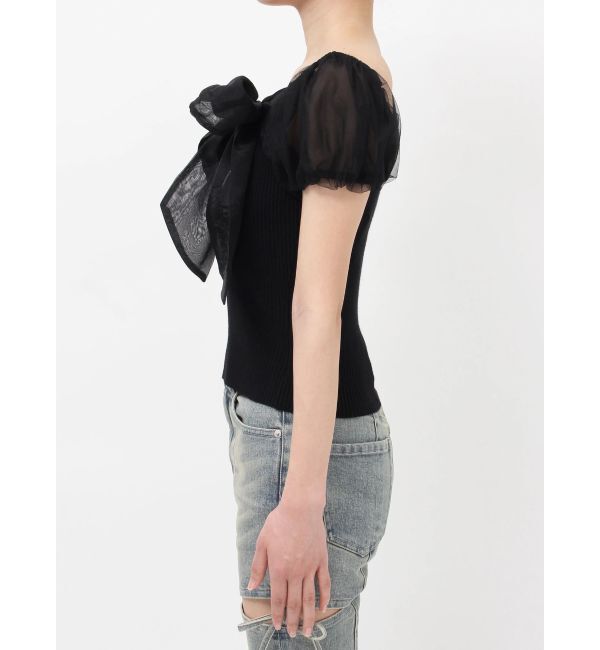 RESEXXY「シアーリボンドッキングニットトップス」|ニット・セーター|