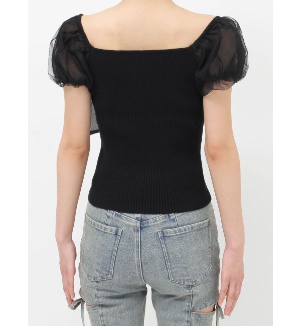 RESEXXY「シアーリボンドッキングニットトップス」|ニット・セーター|