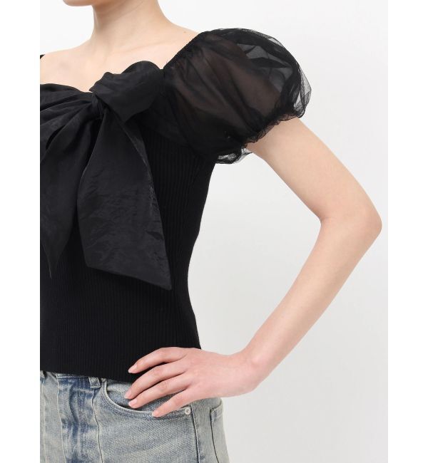 RESEXXY「シアーリボンドッキングニットトップス」|ニット・セーター|