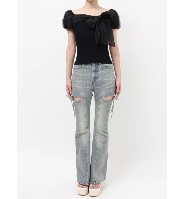 RESEXXY「シアーリボンドッキングニットトップス」|ニット・セーター|