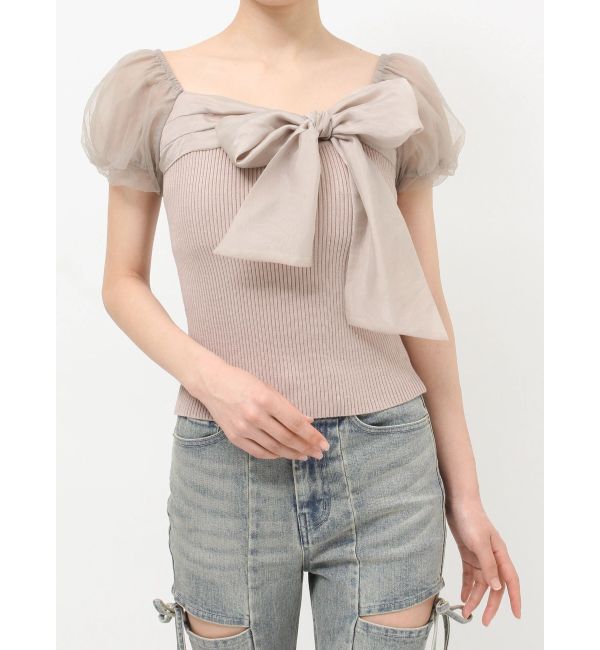 RESEXXY「シアーリボンドッキングニットトップス」|ニット・セーター|