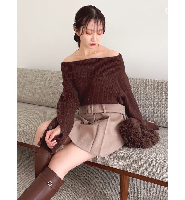 dazzlin「【久間田琳加コラボ】オフショルオーバーニットトップス」|ニット・セーター|