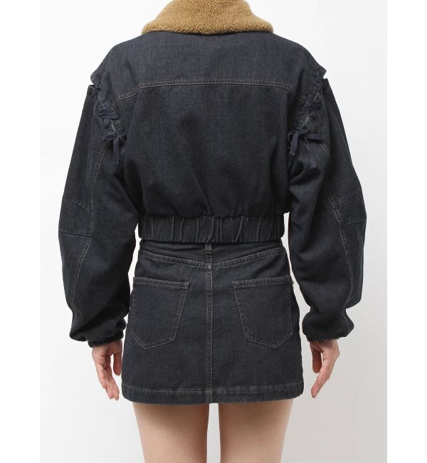EMODA「ボアカラーデニムブルゾン」|ブルゾン・スタジャン|