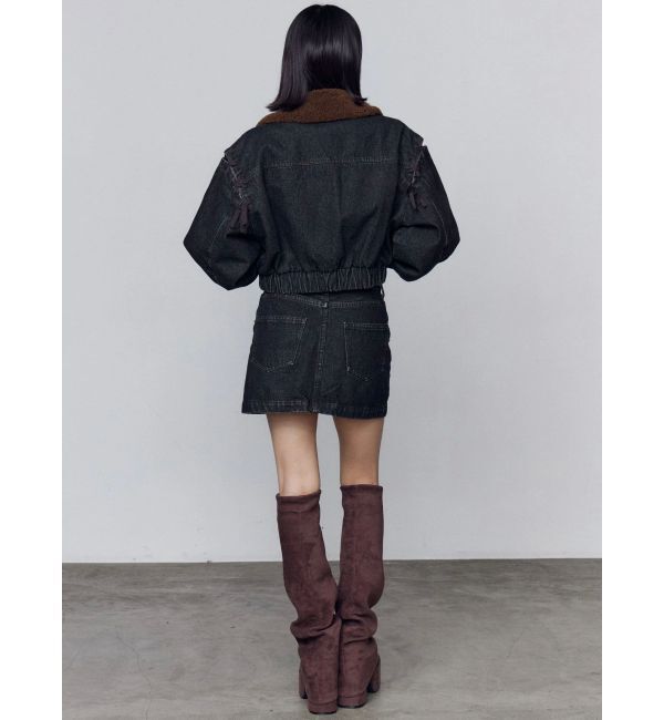 EMODA「ボアカラーデニムブルゾン」|ブルゾン・スタジャン|