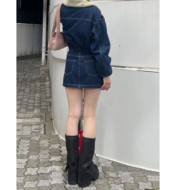 EMODA「ボアカラーデニムブルゾン」|ブルゾン・スタジャン|