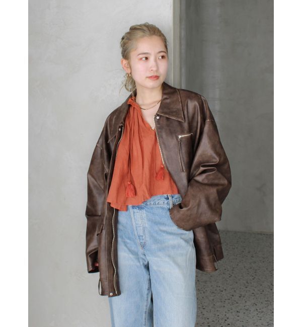 Ungrid「ルーズシルエットフェイクレザーブルゾン」|ブルゾン・スタジャン|