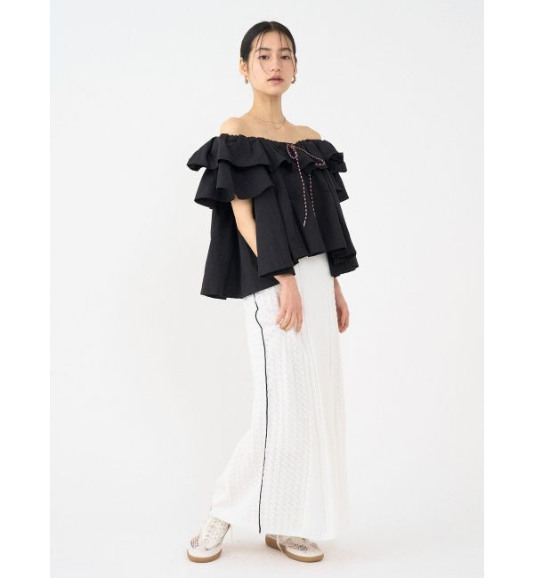 LAGUNAMOON「【FILA別注】フリルオフショルブラウス」|シャツ・ブラウス|
