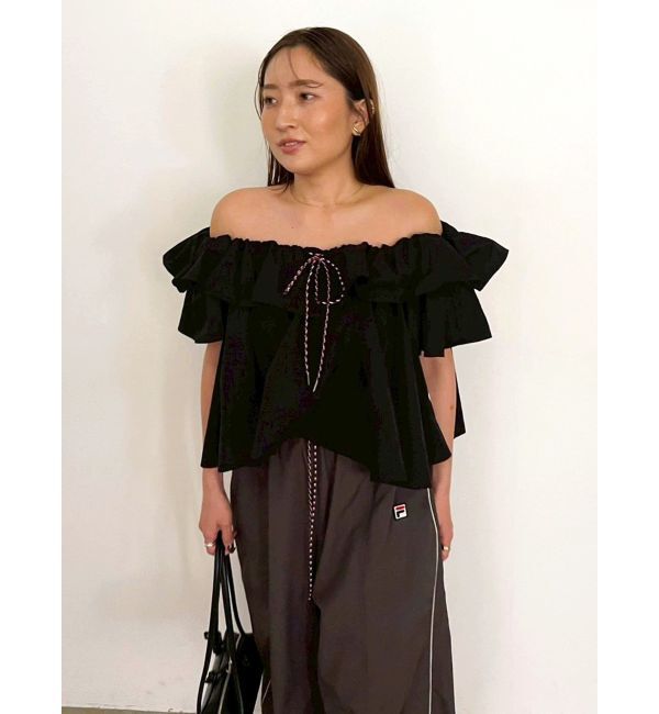 LAGUNAMOON「【FILA別注】フリルオフショルブラウス」|シャツ・ブラウス|