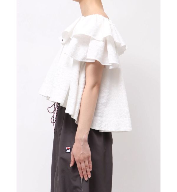 LAGUNAMOON「【FILA別注】フリルオフショルブラウス」|シャツ・ブラウス|