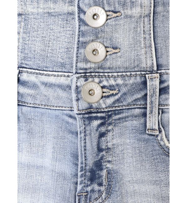 GYDA「【TINY】ハイウエストウエストクロススキニーデニムパンツ」|デニム|