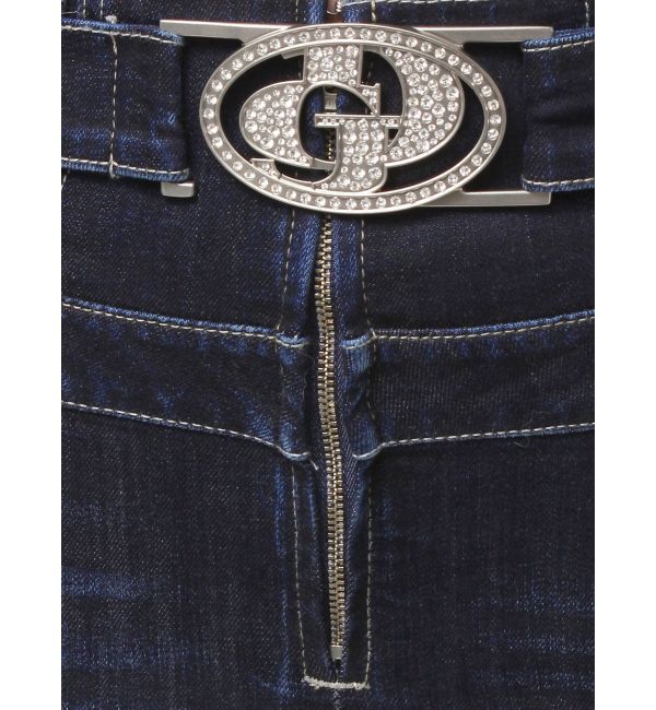 GYDA「ハイウエスト GD bijou MOLDフロントZIPスキニーデニムパンツ」|デニム|