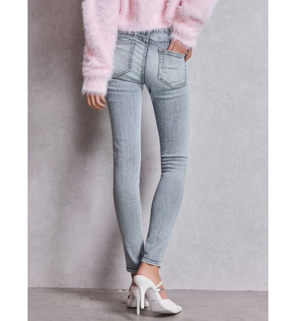 GYDA「ハイウエスト GD bijou MOLDフロントZIPスキニーデニムパンツ」|デニム|