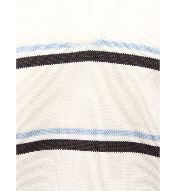 GYDA「スキッパーPOLOボーダーニットトップス」|ニット・セーター|