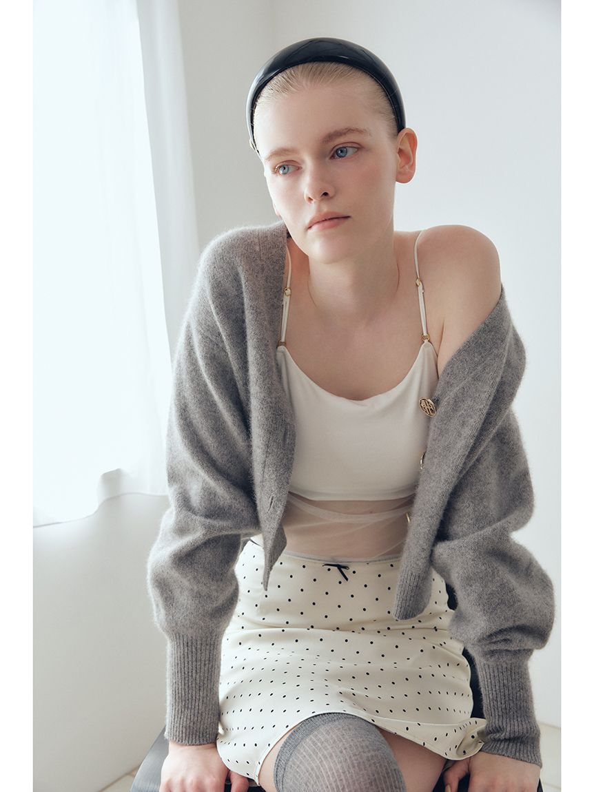 LILY BROWN Lingerie「【LILY BROWN Lingerie】カップ付ハーフシアーキャミ」|キャミソール|