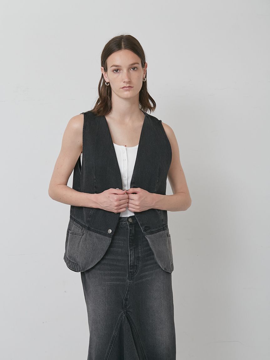 styling/「【セットアップ対応】パッチワークデニムベスト」|ダウンベスト・ベスト|