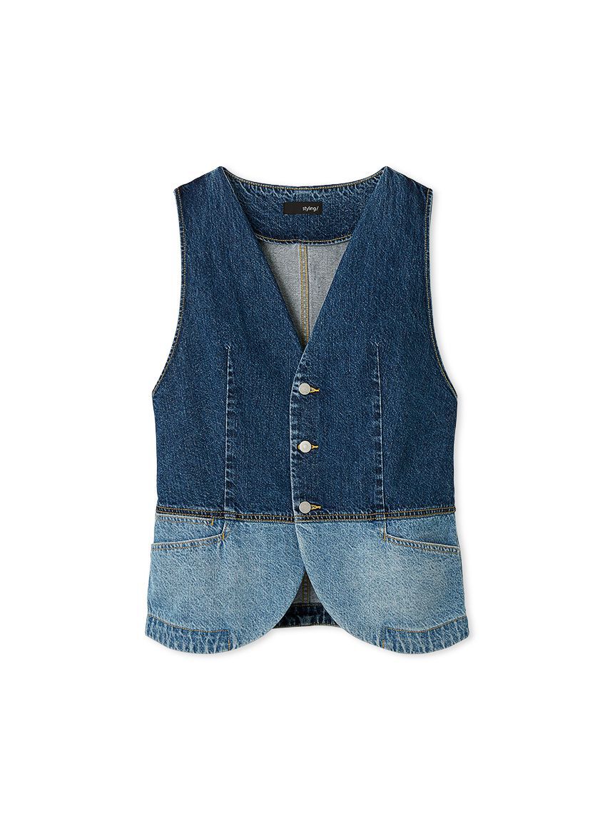styling/「【セットアップ対応】パッチワークデニムベスト」|ダウンベスト・ベスト|BLU
