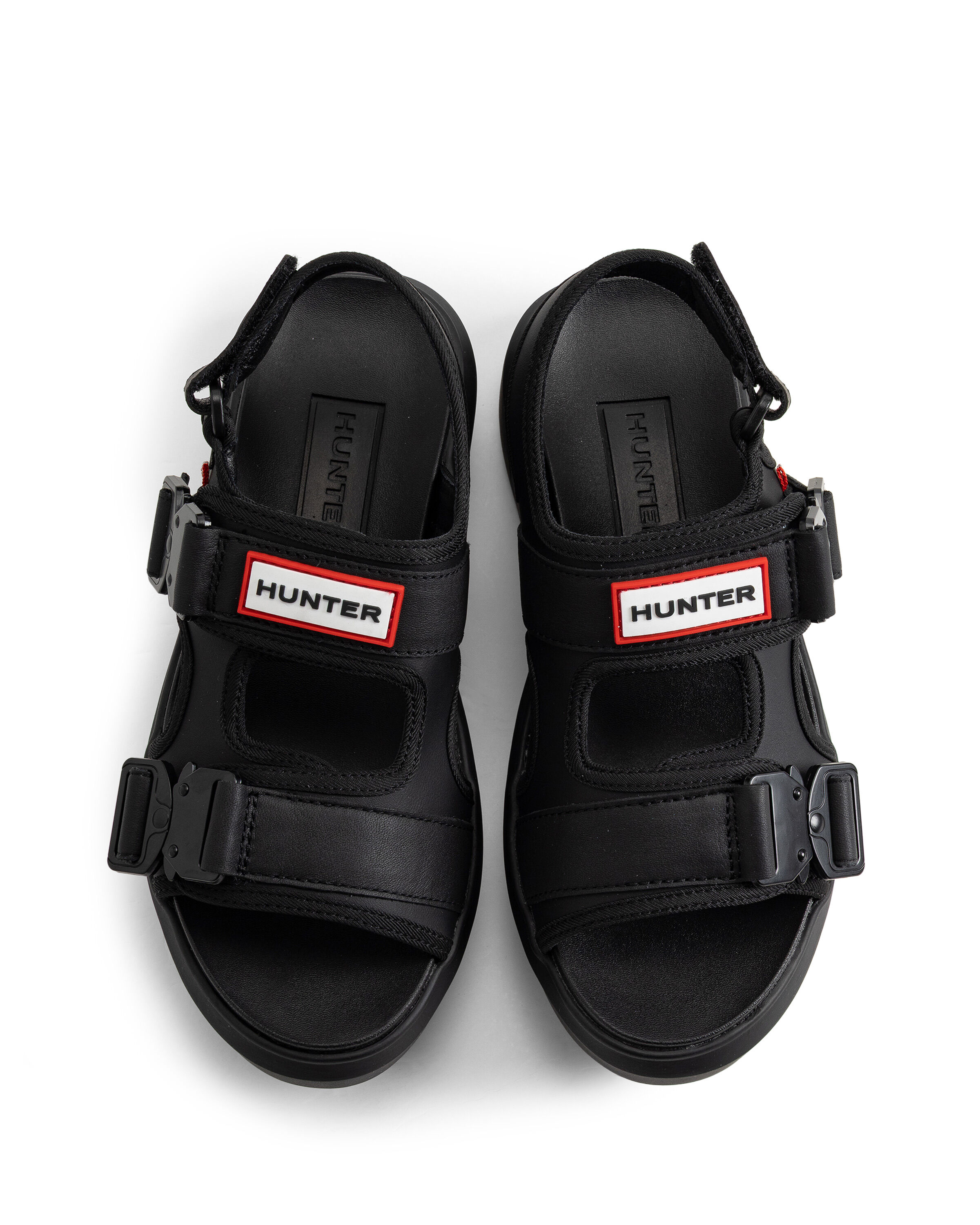 HUNTER「ユニセックス シティ リベル ネオ レザー バックル サンダル」|サンダル|