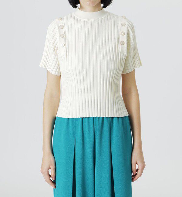  「ハーフスリーブショルダーカットアウトニット」|ニット・セーター|