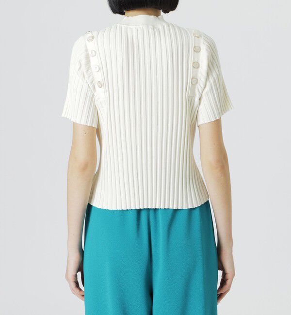  「ハーフスリーブショルダーカットアウトニット」|ニット・セーター|