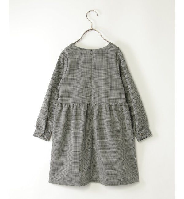 ikka kids「9分袖サイド切り替えチェックワンピース（120~160cm）」|スカート|