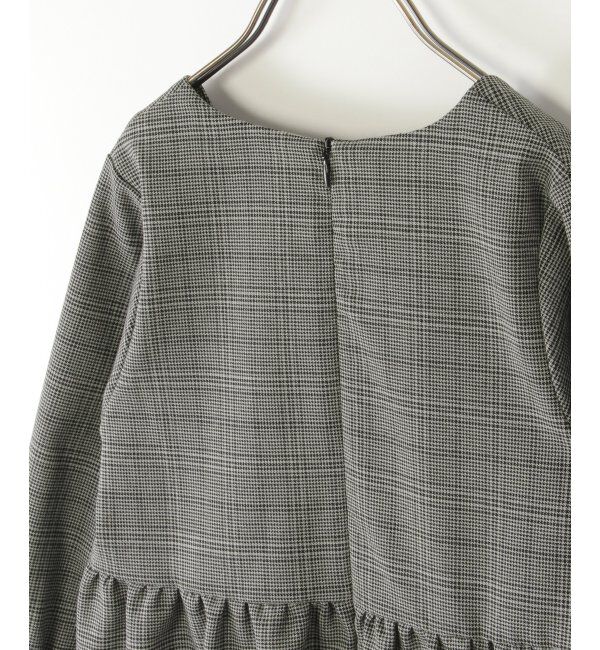 ikka kids「9分袖サイド切り替えチェックワンピース（120~160cm）」|スカート|