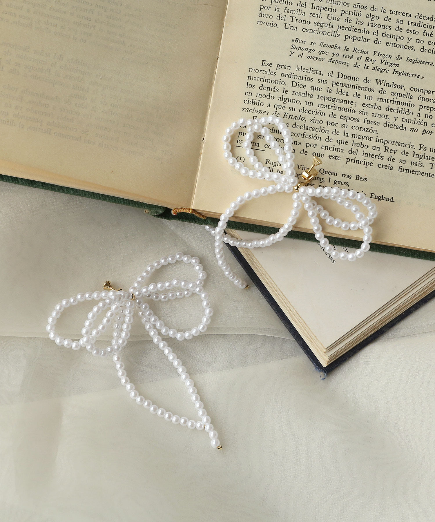  「ボリュームパールリボンイヤリング」|イヤリング|