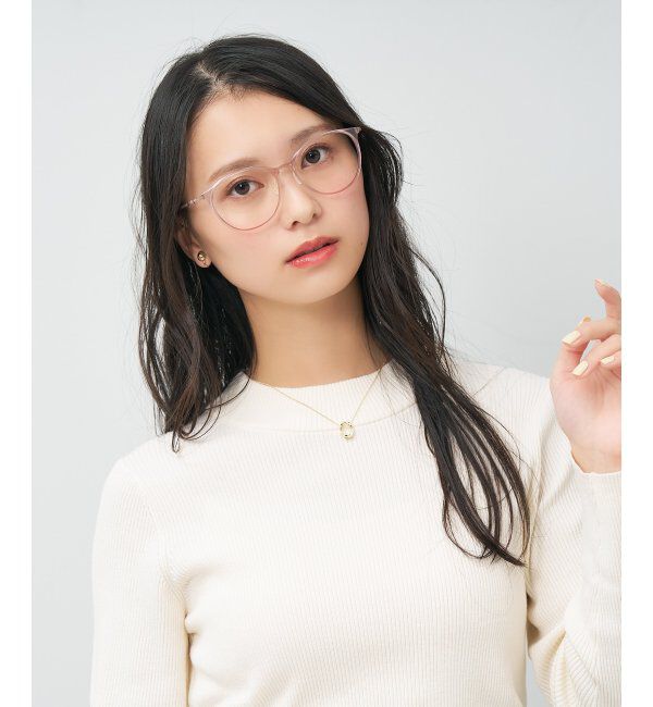  「MAQuillAGE(マキアージュ) コラボ｜ 血色感 メガネ | 中顔面短縮みえ メイク 大人可愛い レンズ交換券付」|メガネ|レッド