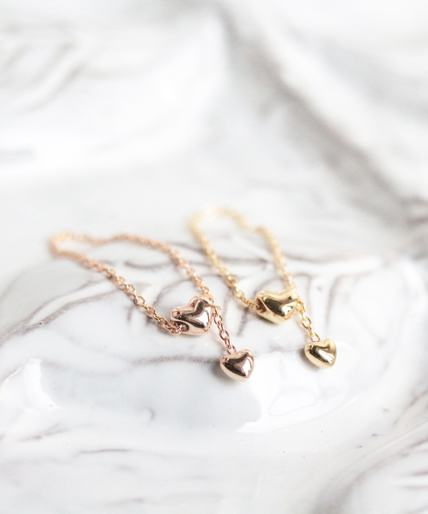  「ゴールド ハート チェーンリング | K18YG/PG」|リング|K18 イエローゴールド