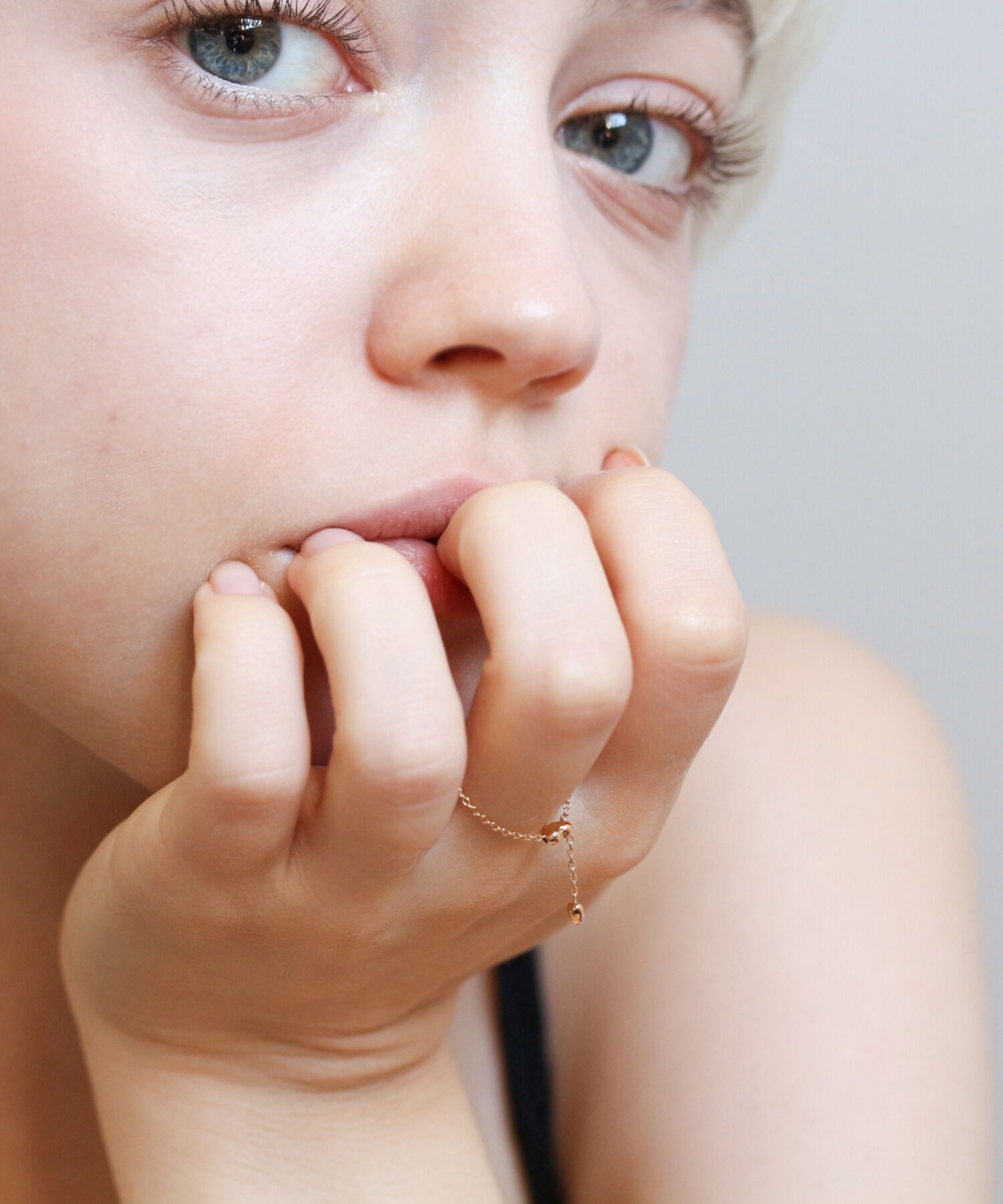  「ゴールド ハート チェーンリング | K18YG/PG」|リング|