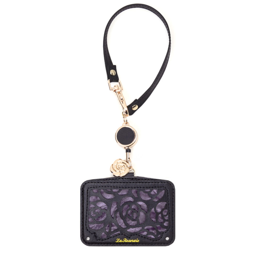 BACKYARD FAMILY「パスケース 定期入れ レディース 通販 薔薇 バラ リール付き カードケース カード入れ」|定期入れ|パープル2