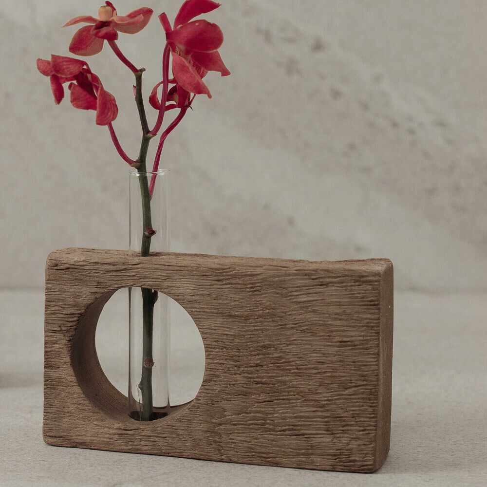 BACKYARD FAMILY「フラワーベース 古材 丸窓 通販 花瓶 一輪挿し 試験管 Flower vas 花器 フラワー」|その他|ブラウン1