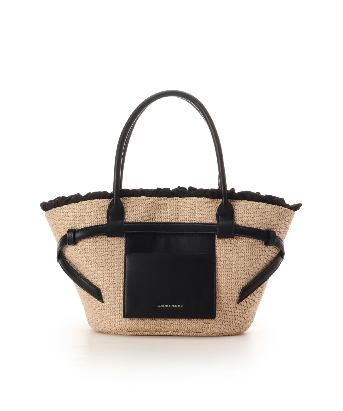 Samantha Thavasa「フロントポケットかごバッグ」|ハンドバッグ|ブラック