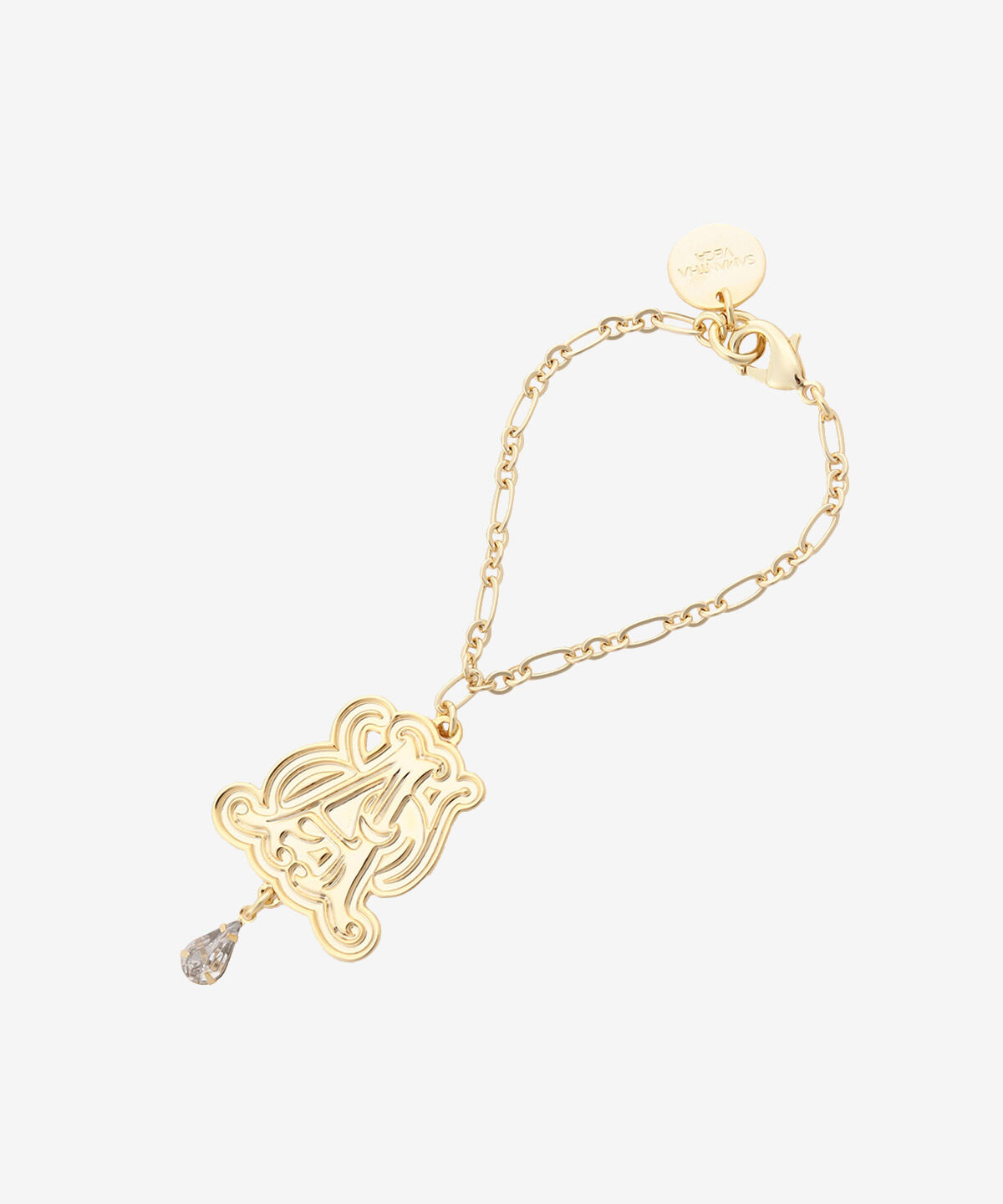 Samantha Vega「ドロップストーンイニシャルバッグチャーム（A）」|チャーム・キーホルダー|ゴールド