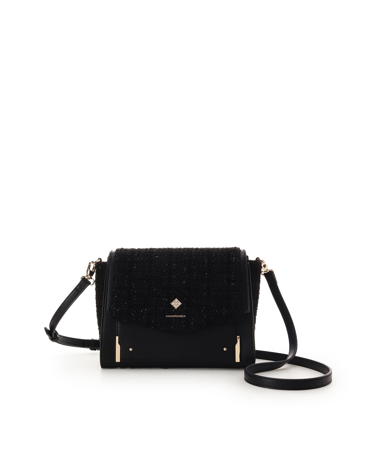 Samantha Vega「ツイードダイヤカットショルダーバッグ」|ショルダー・メッセンジャー|ブラック