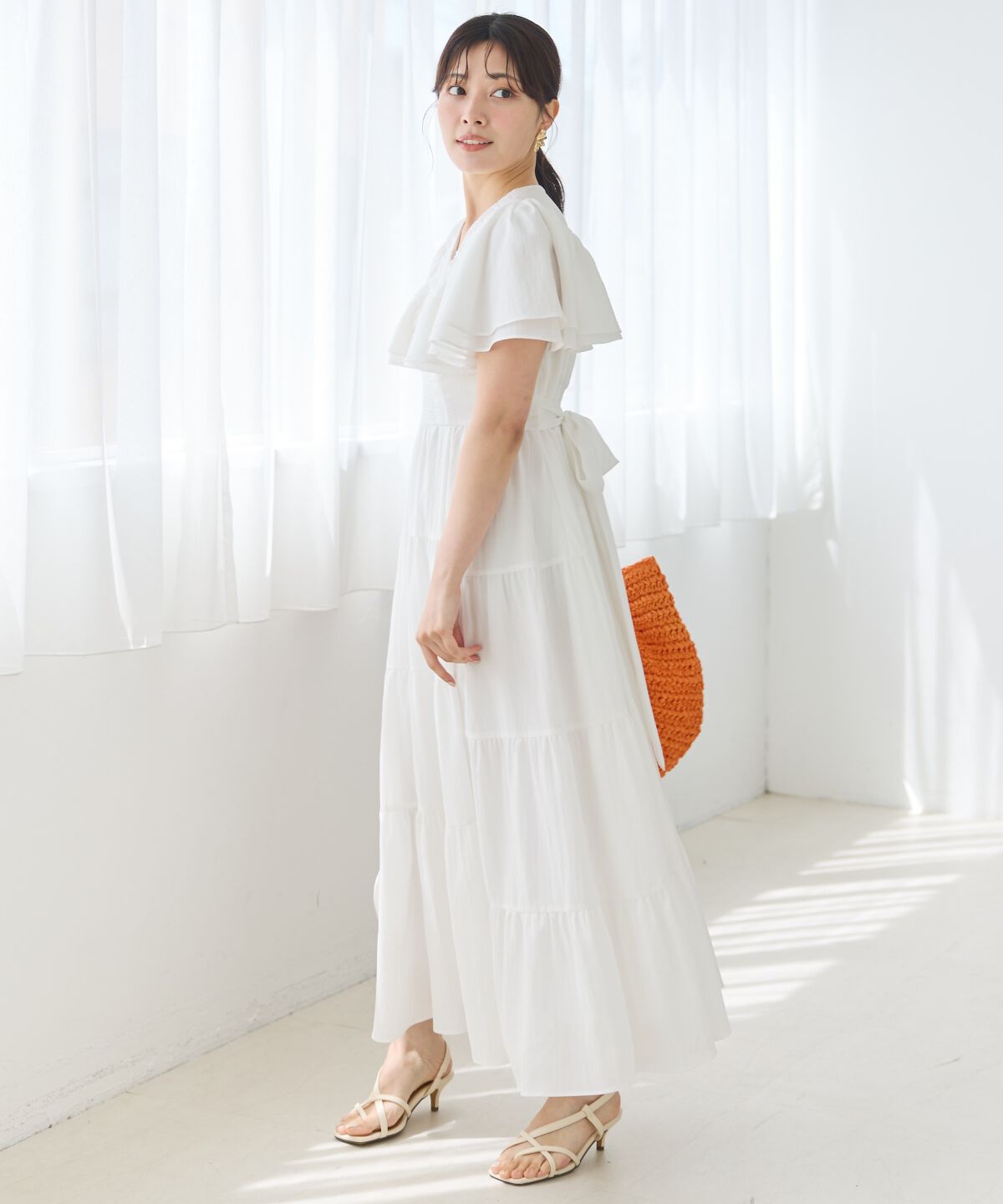 アンドクチュール「ギャザーVネックティアードワンピース」|ワンピース|