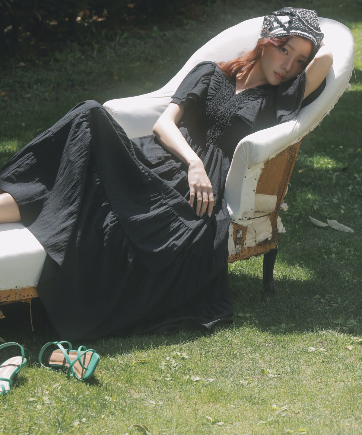 アンドクチュール「ギャザーVネックティアードワンピース」|ワンピース|