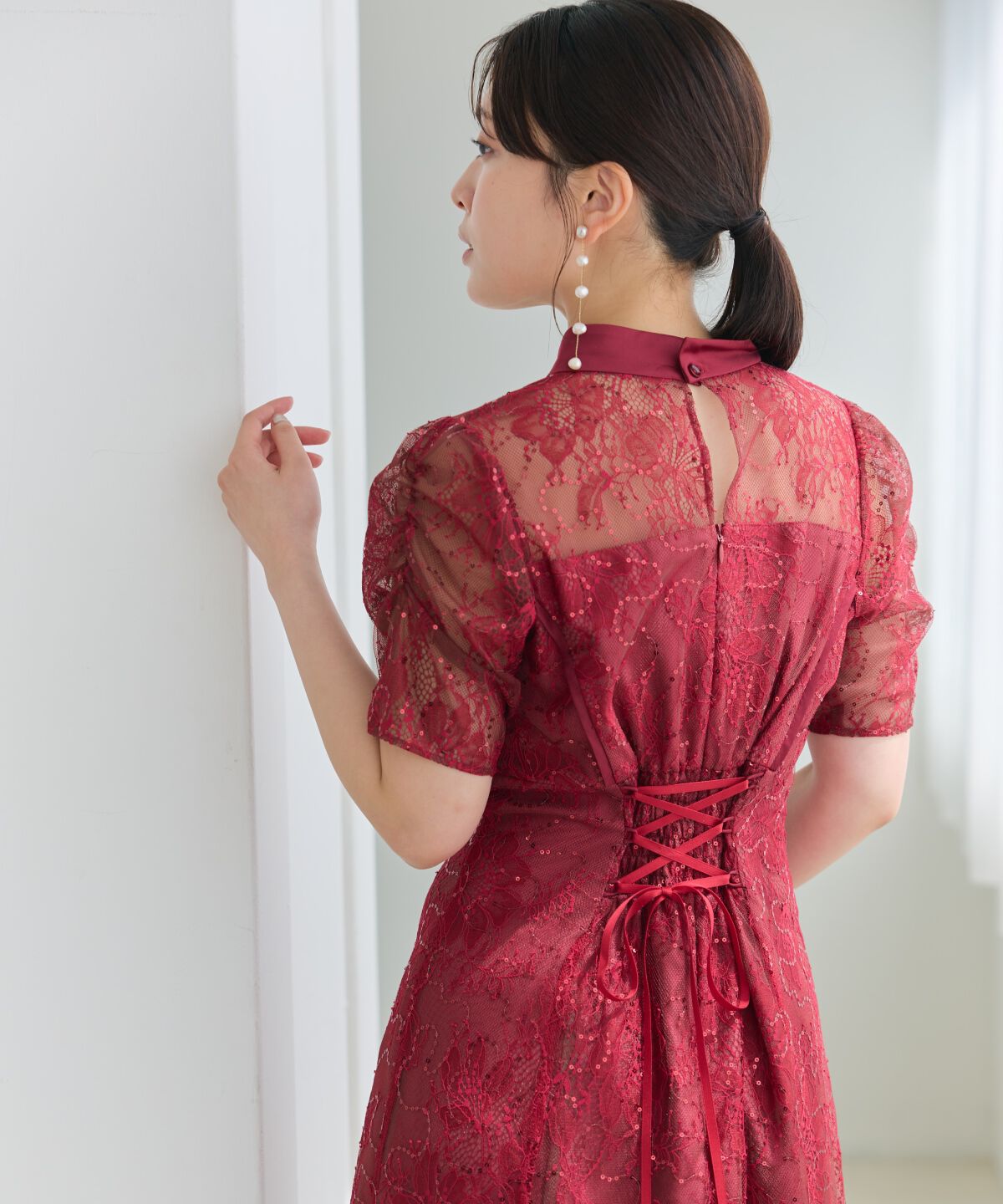 アンドクチュール「スパンコールラッセルレースドレス」|ドレス|