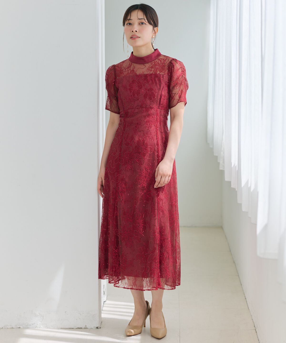 アンドクチュール「スパンコールラッセルレースドレス」|ドレス|