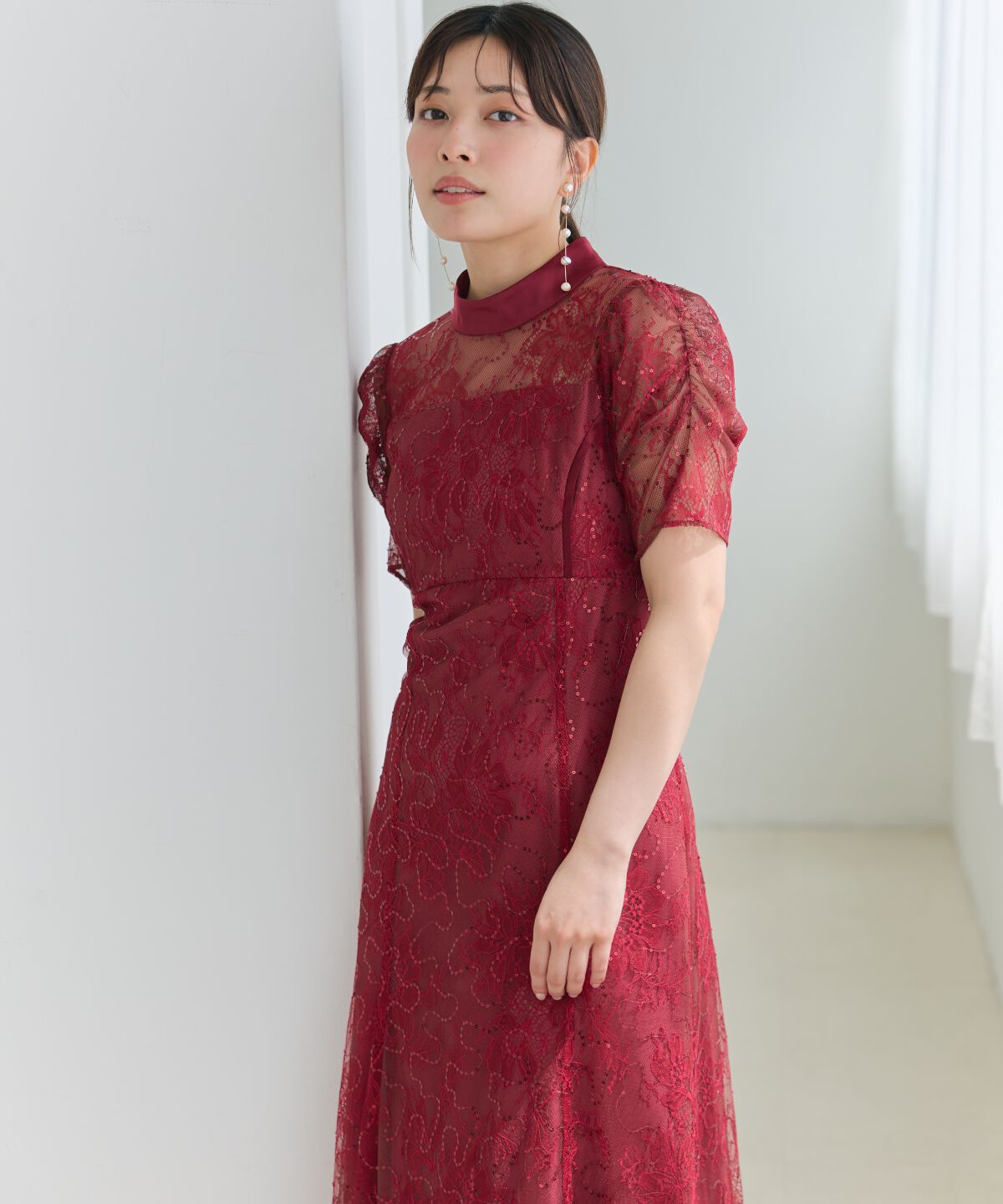 アンドクチュール「スパンコールラッセルレースドレス」|ドレス|