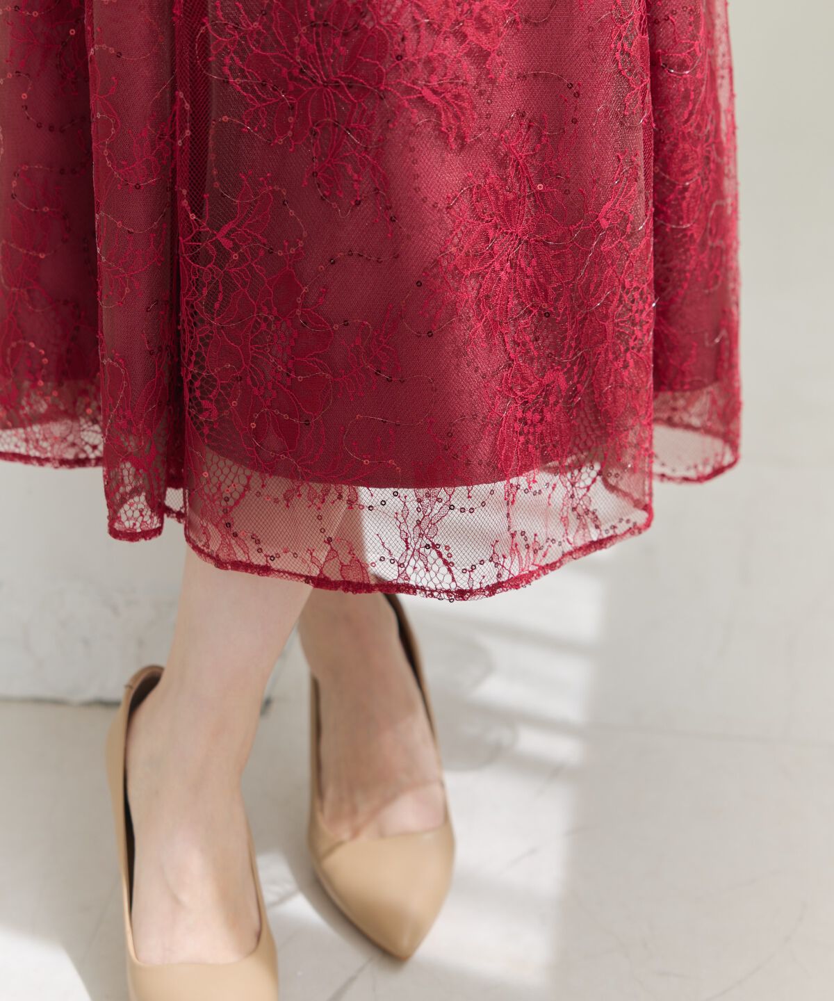 アンドクチュール「スパンコールラッセルレースドレス」|ドレス|