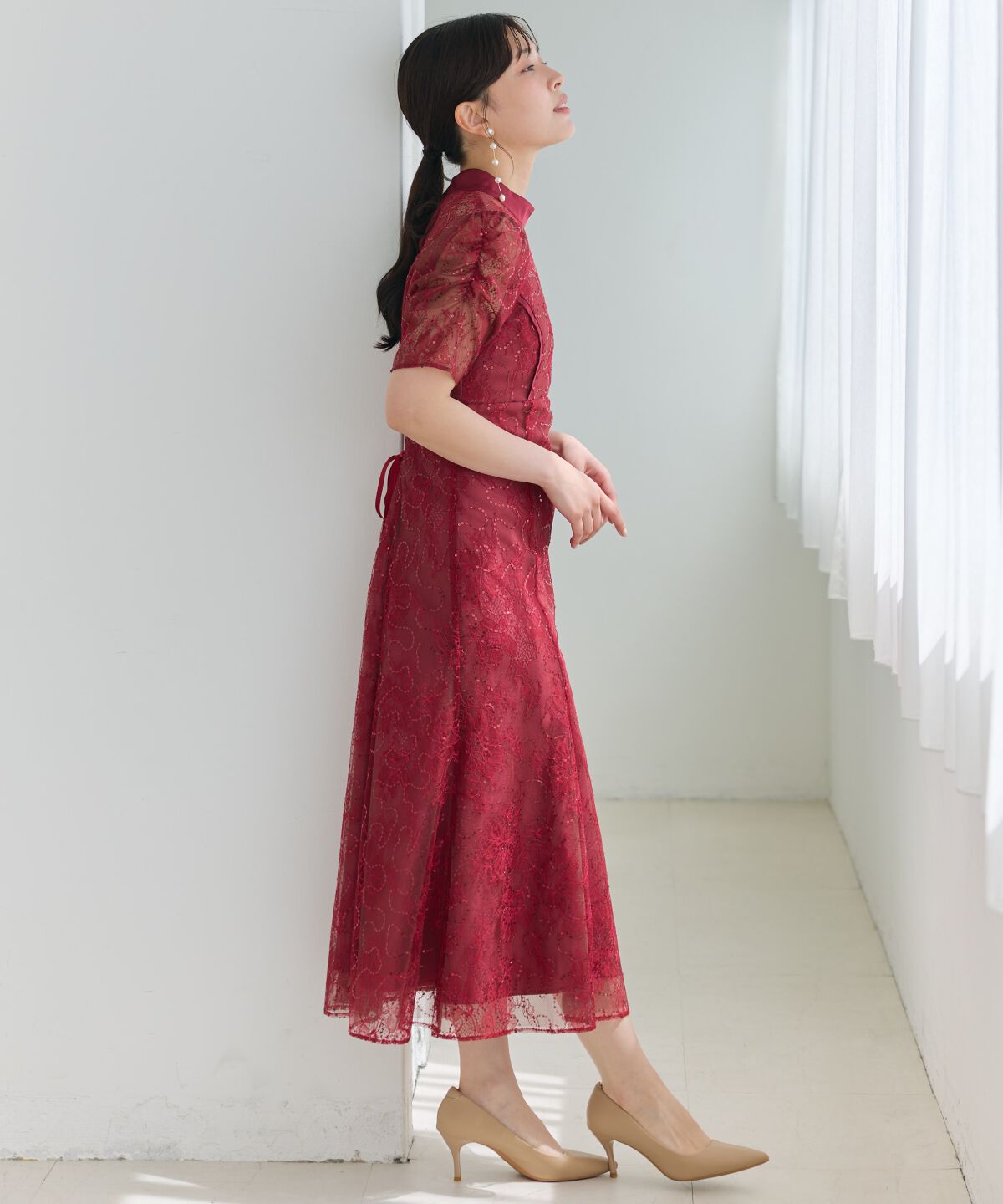 アンドクチュール「スパンコールラッセルレースドレス」|ドレス|