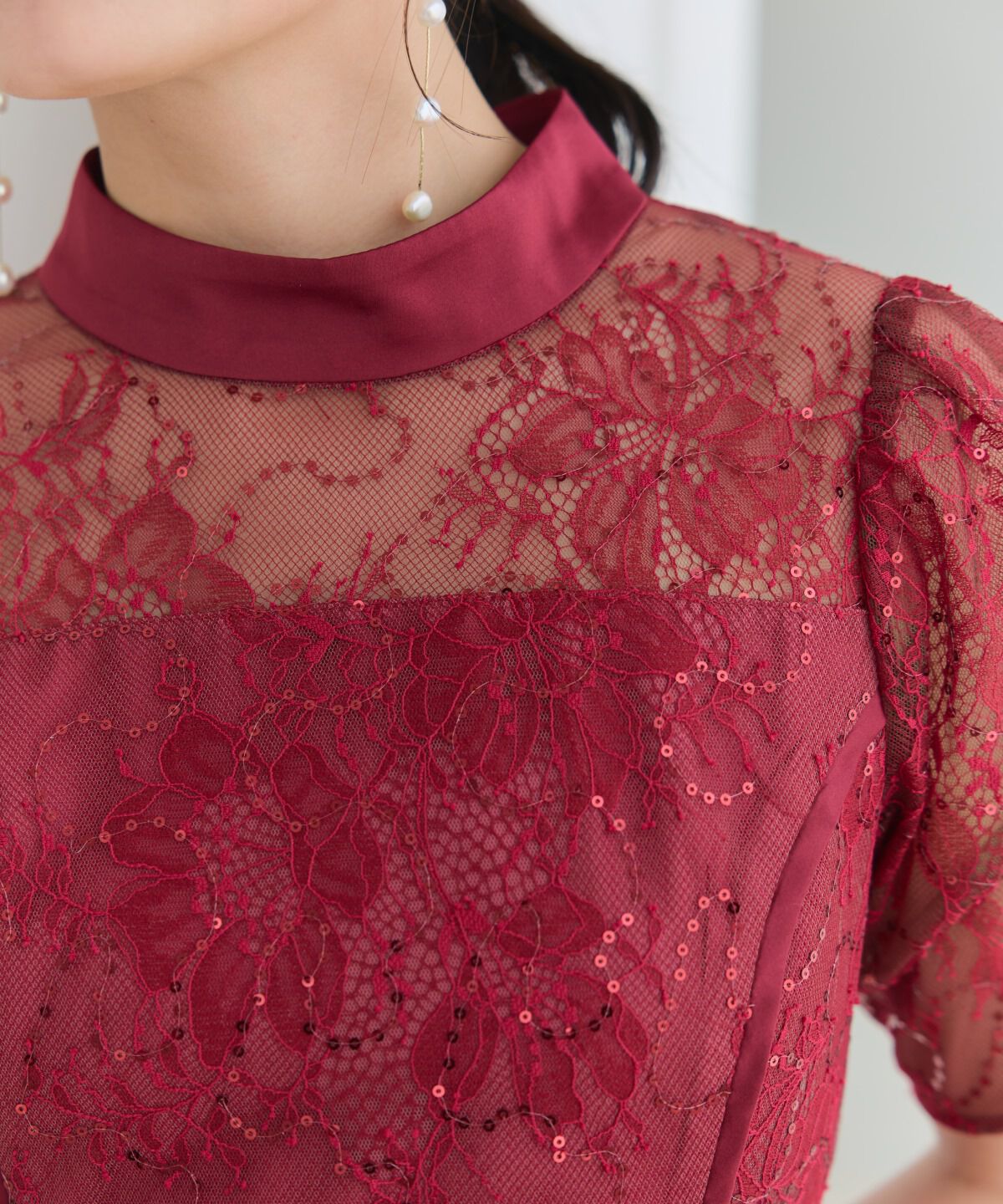 アンドクチュール「スパンコールラッセルレースドレス」|ドレス|