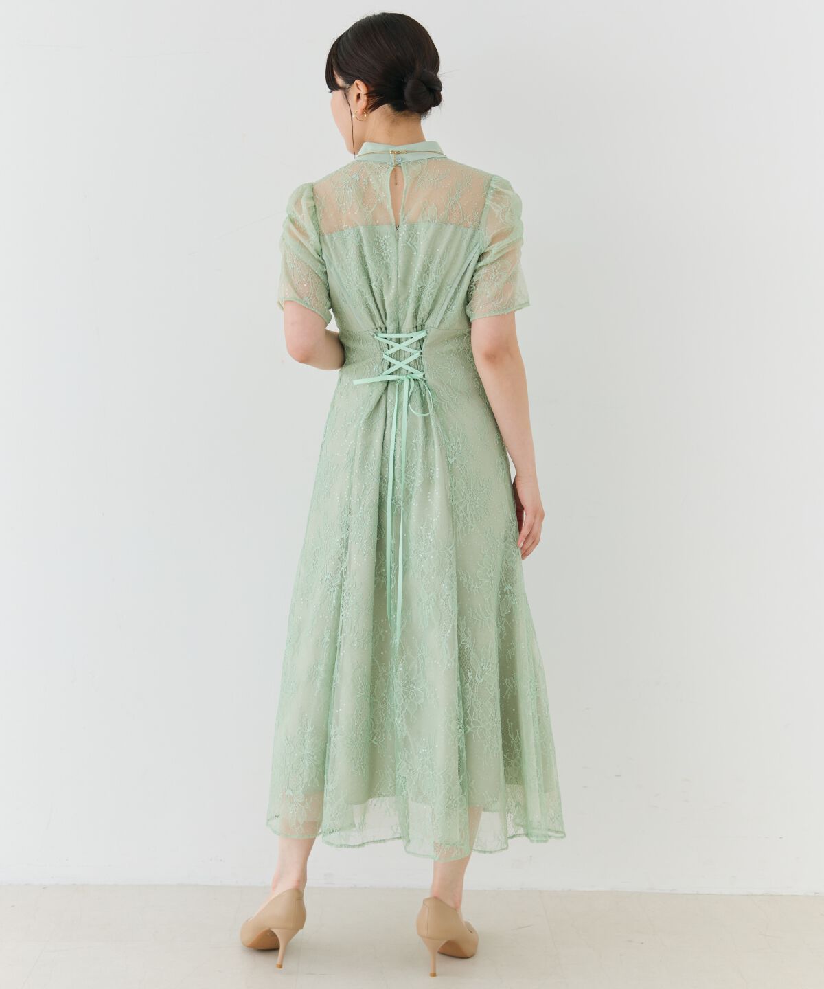 アンドクチュール「スパンコールラッセルレースドレス」|ドレス|