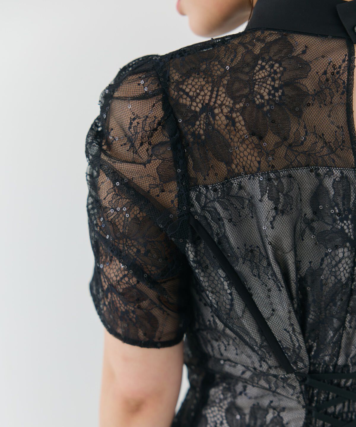 アンドクチュール「スパンコールラッセルレースドレス」|ドレス|