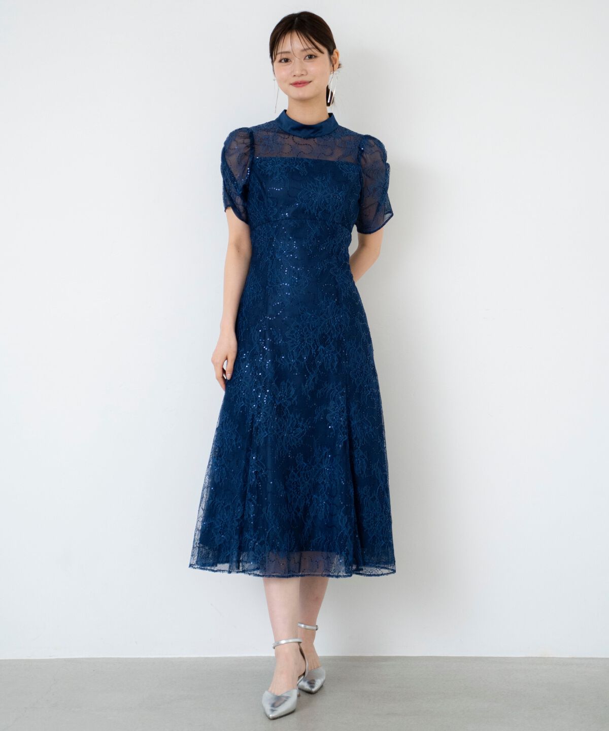 アンドクチュール「スパンコールラッセルレースドレス」|ドレス|